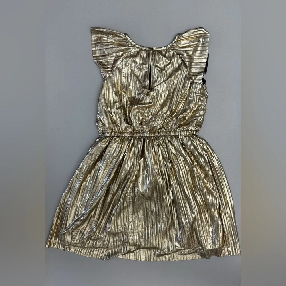 OshKosh B’gosh Girls Gold Metallic Pleated Party Dress Size 8